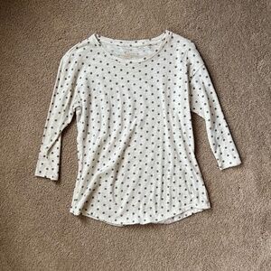 Sonoma 3/4 Length Sleeve Polka Dot Tee Size XS